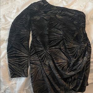 Eilly BazarBlack One-Shoulder Glitter Geometric Dress